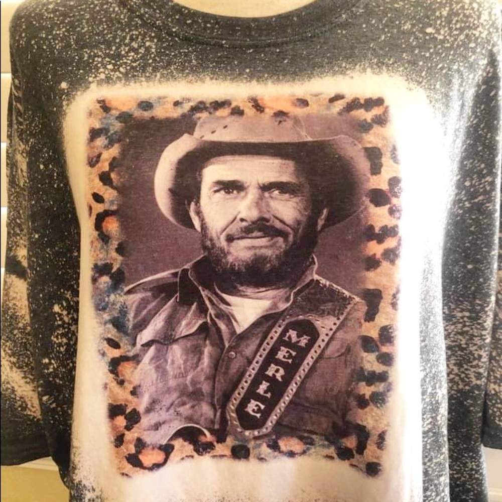 MERLE HAGGARD Bleach Tie Dye Graphic Tee - Picture 4 of 4